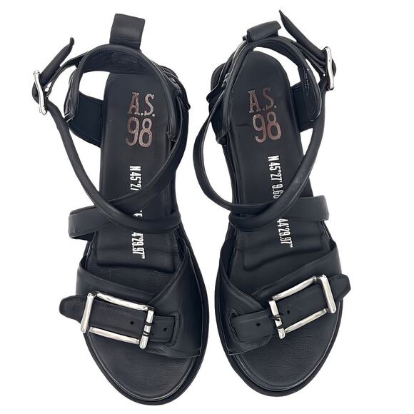 A.S. 98 Levy Womens Black Leather Chunky Strappy Platform Sandals EU 38 US 7.5-8 - Picture 6 of 12